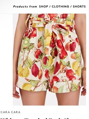 Cara Cara Fruit Tie-Waist Cotton Shorts - S